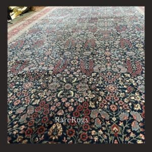 haliHerekeb Vintage Turkish Hereke rug 12x7 handmade wool intricate floral design