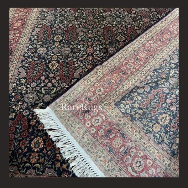 haliHerekec Vintage Turkish Hereke rug 12x7 handmade wool intricate floral design