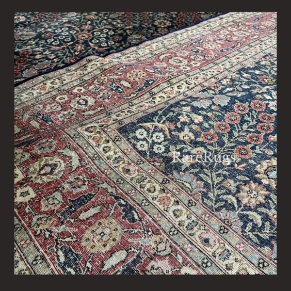 haliHerekee Vintage Turkish Hereke rug 12x7 handmade wool intricate floral design