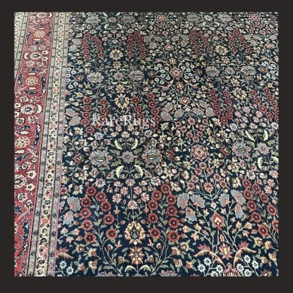 haliHerekef Vintage Turkish Hereke rug 12x7 handmade wool intricate floral design