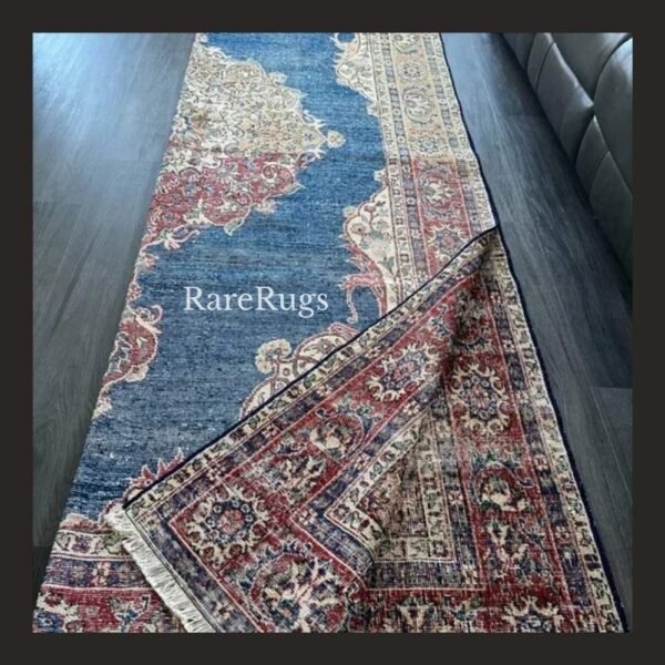 haliHf One of a kind vintage Turkish rug Isparta 11.3x6.8 handmade wool blue medallion floral design