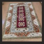 One of a kind vintage Turkish rug Mugla Milas 7.8x5.7 handmade wool geometric tribal design