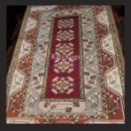 One of a kind vintage Turkish rug Mugla Milas 7.8x5.7 handmade wool geometric tribal design