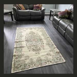 Vintage Turkish rug Isparta 7x4 handmade wool