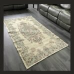 Vintage Turkish rug Isparta 7x4 handmade wool