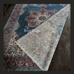 Vintage Turkish rug Isparta 10x7 handmade wool blue ,red medallion design