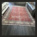 Vintage Turkish rug Isparta 10x7 handmade wool red floral design