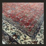 Vintage Turkish rug Isparta 10x7 handmade wool red floral design