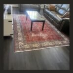 Vintage Turkish rug Isparta 10x7 handmade wool red floral design