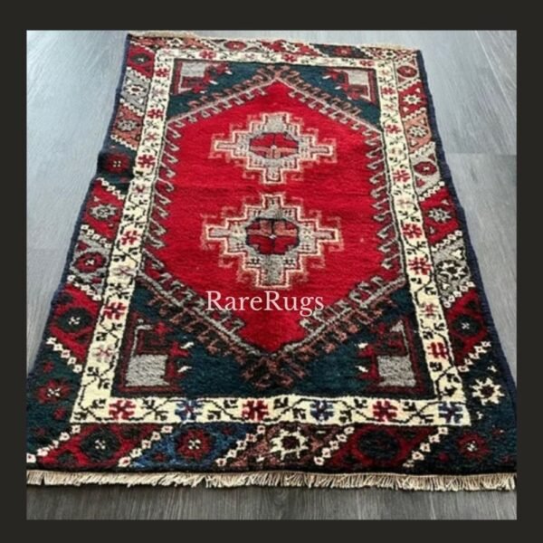 #NO1Sold2b Vintage Turkish red runner 4x2 handmade wool Anatolian design