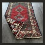 Vintage Turkish red runner 4x2 handmade wool Anatolian design