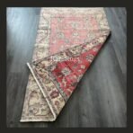 Vintage Turkish rug 7x4 handmade wool Anatolian red floral design