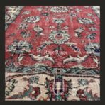 Vintage Turkish rug 7x4 handmade wool Anatolian red floral design